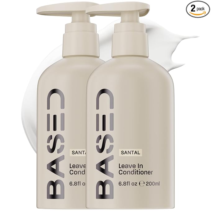 BASED Leave-In Conditioner, Instant Frizz Control, Hydrates & Nourishes Hair, Premium Leave-In Conditioner for Men, Healthier-Looking Frizz-Free Hair in Minutes (6.8 Fl Oz Pack of 2)