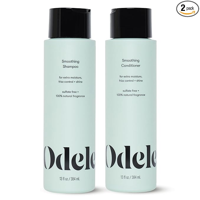 Odele Smoothing Sulfate-Free Shampoo & Conditioner Set for Moisture, Frizz Control, Shine, and Straight to Curly Hair Types, 13 Fl Oz Each (2-Pack)