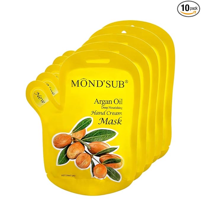5 Pair of Argan Oil Hand Mask, Hydrating Hands Mask, Deep Conditioning Mask, Intense Repair for Those with Dry, Callus, Chap,Darkness and Pigmentation, Best Hydration Hand Treatment Masque- Men Women