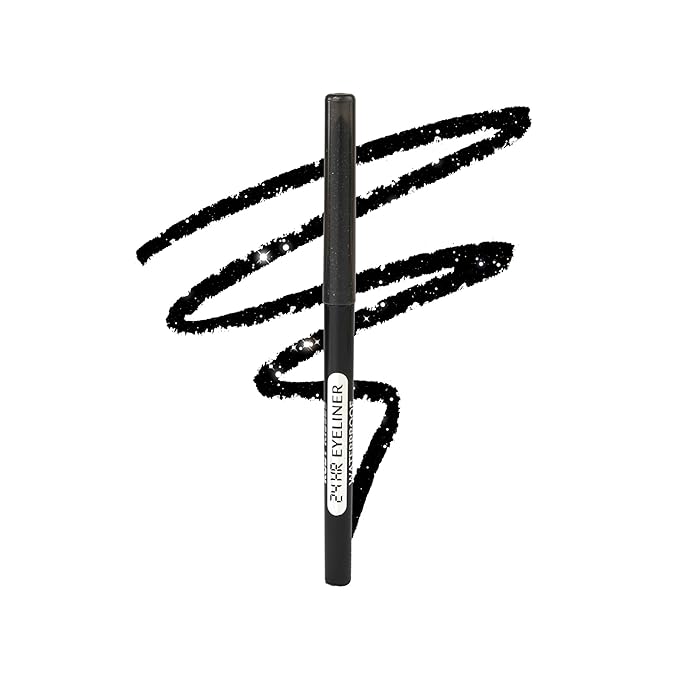 Ruby Kisses Pencil Eyeliner, Retractable Eyeliner, Waterproof, Smudge-Proof Eye Makeup, High Pigmented, 24H Long Lasting Eyepencil (Glitter Black)