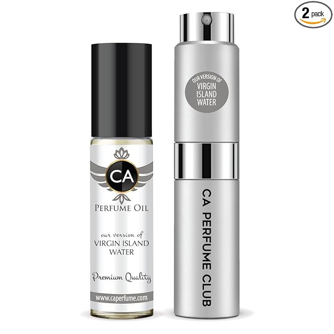 CA Perfume Duo Impression of Virgin Island Water For Women And Men Perfume Layering Set Long Lasting Travel Size EDP + Body Oil Roll-On Bottle 0.27 Fl Oz+0.33 Fl Oz