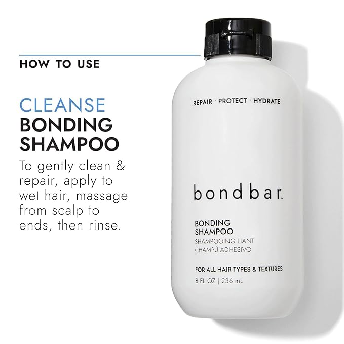 Bondbar Repairing Shampoo, Protects, Strengthens & Hydrates All Hair Types & Textures, Prevents Flyaways & Frizz, Adds Moisture & Shine, Vegan, CrueltyFree, 8 Fl. Oz. (Pack of 2)
