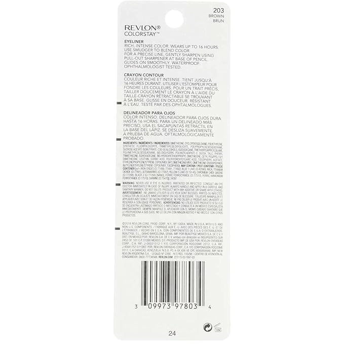 Revlon ColorStay Eyeliner Pencil, Brown [203], 0.01 oz (Pack of 5)