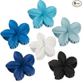 CHANDAT Flower Hair Clips 6 PCS Hawaiian Claw Clips for Vacation Hibiscus Hair Claw Cute Large Hair Clips for Thick and Thin Hair Plumeria Hair Accessories for Women Girls -Blue