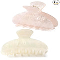 Aileam Acetate Hair Claw Clips for Women,Pink Beige hair clip French Design Strong Hold Non-Slip claw clips for Thick Hair, 2 Pack
