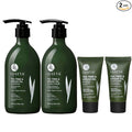 Luseta Tea Tree Shampoo and Conditioner Set - Full and Travel Size for Oily Hair, Clarifying Dandruff with Argan Oil Repair (2x16.9 fl oz + 2x1.01 fl oz)