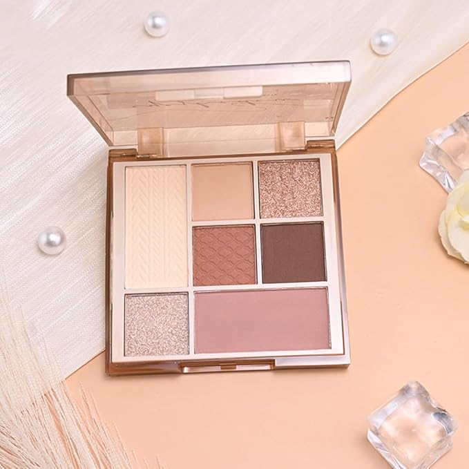 CAKAILA 7Colors Eyeshadow Makeup Palette,White GoldenBrown Mauve Taupe Natural Neutral Eye Shadow Palettes for Older Women,Long Lasting Naturing-Looking,Lightweight,Eye Makeup Kit Travel Size,Vegan