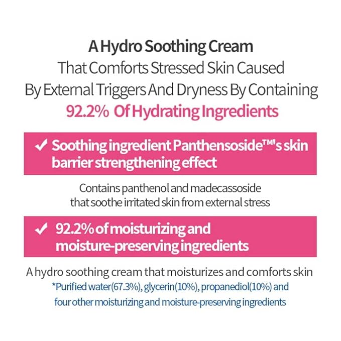 ETUDE SoonJung Hydro Barrier Cream, Face Moisturizer for Sensitive Skin, 92.2% Hydrating Ingredients, Low pH Level 5.5, Dermatologically Tested, Panthenol, Madecassoside, Korean Skin Care (2.53 Fl Oz)
