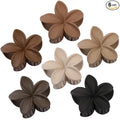 CHANDAT Flower Hair Clips 6 PCS Hawaiian Claw Clips for Vacation Hibiscus Hair Claw Cute Large Hair Clips for Thick and Thin Hair Plumeria Hair Accessories for Women Girls -Coffee