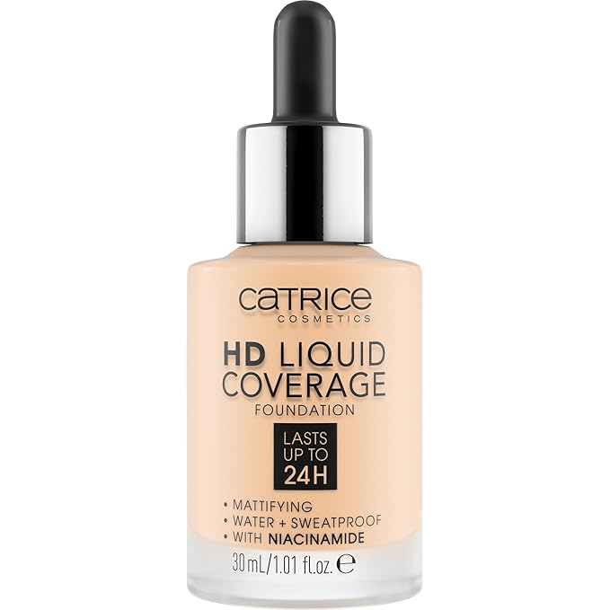 Catrice | HD Liquid Coverage Foundation | Flawless, High Coverage | Vegan & Cruelty Free (002 | Porcelain Beige)