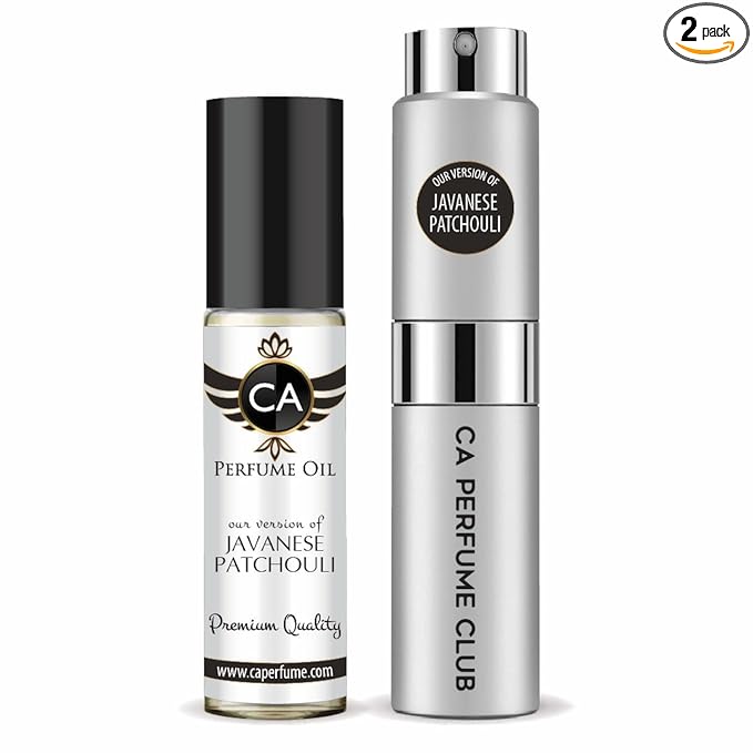 CA Perfume Duo Impression of Javanese Patchouli For Men Perfume Layering Set Mens Cologne Long Lasting Travel Size EDP + Body Oil Roll-On Bottle 0.27 Fl Oz+0.33 Fl Oz
