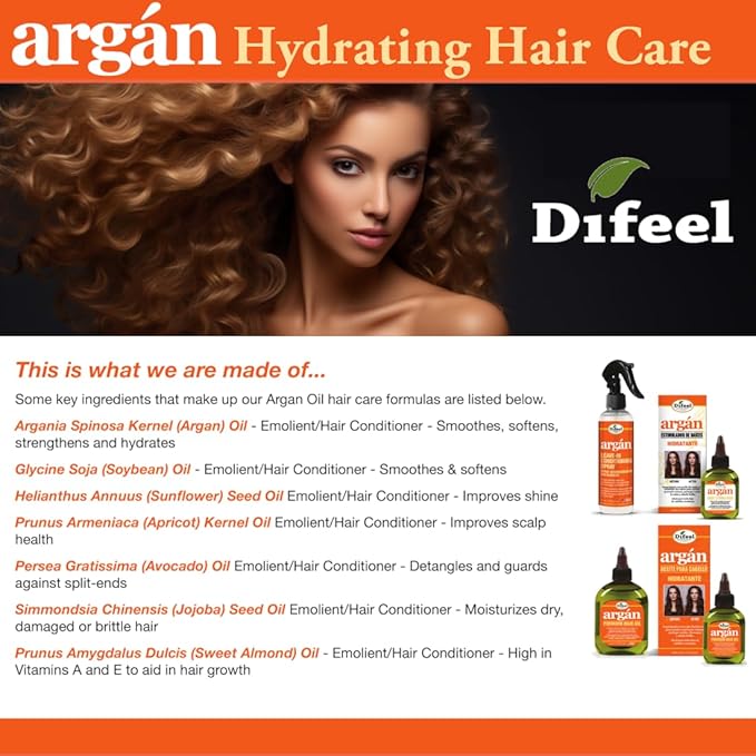 Difeel Argan Hydrating Shampoo 33.8 oz. - Natural Sulfate Free Argan Oil Shampoo for Hair