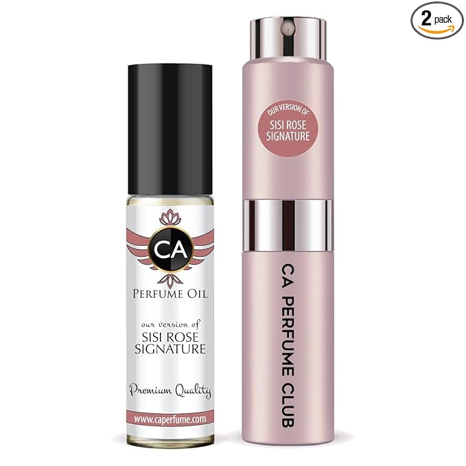 CA Perfume Duo Impression of Sisi Rose Signature For Women Perfume Layering Set Long Lasting Travel Size EDP + Body Oil Roll-On Bottle 0.27 Fl Oz+0.33 Fl Oz