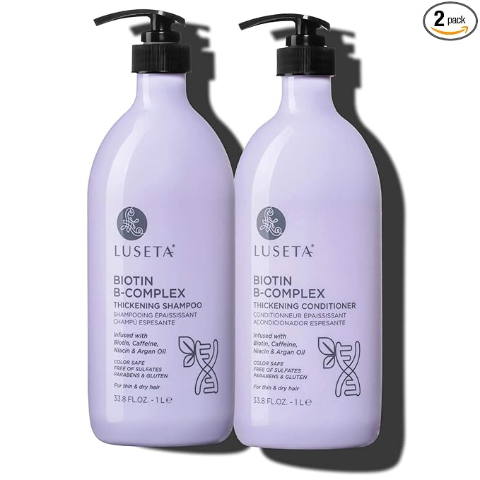 Luseta Biotin B-Complex Shampoo & Conditioner Set for Hair Growth and Strengthener - Hair Loss Treatment for Thinning Hair With Biotin Caffein and Argan Oil for Men & Women - All Hair Types 2 x 33.8oz