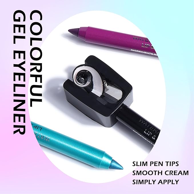 Ownest 6 Colors Eyeliner Gel Pencil, Pearl Metallic Gel Eyeliner Pen, Silky Creamy Eyeliner for Professional Eyes Makeup, High Pigmented Lasting Liner Set, with Two Makeup Pencil Sharpener-Set A