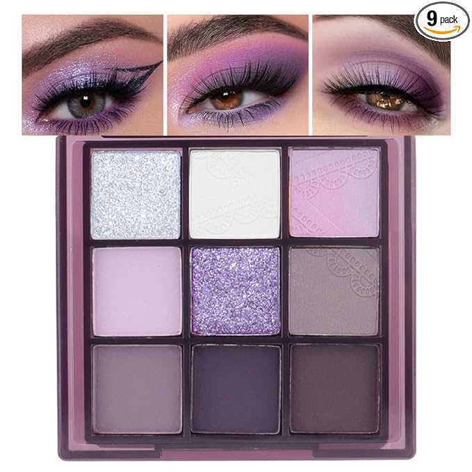 Eye Shadow Palettes Makeup,Dark Purple Plum Lavender Mauve Smoky Eyeshadow Palette for Older Women Highly Pigmented Natural Powde Eye Shadow Waterproof Long Lasting Naturing-Looking