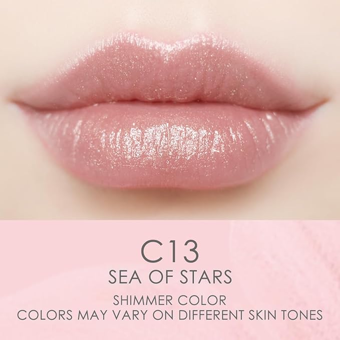 CATKIN Tinted Lip Balm Glitter Lip Stain Ultra Hydrating Lip Moistrurizer Lip Care with Vitamin E Nourishing For Cracked & Dry Lips 0.12 oz C13 Sea of stars - Champagne