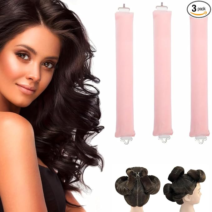 Heatless Hair Curler for Overnight Blowout Curls, No Heat Curl Rods to Sleep In, for Long and Medium Hair (Pink)