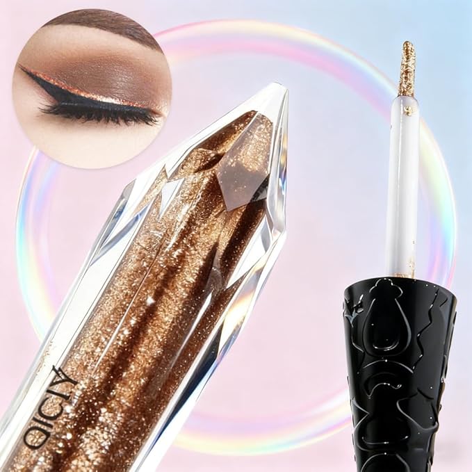2-in-1 Liquid Glitter Eyeliner & Shimmer Eyeshadow, Waterproof Metallic Eye Makeup with Flexible Brush Tip, Easy to Color, High Pigment Long Lasting Sparkle All-Day (Zirconium White)