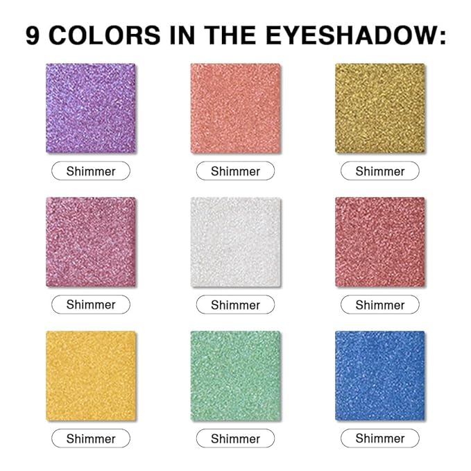 AMY'S DIARY 9-Color Shimmer Eyeshadow Palette with Purple, Pink, Gold, White & More - Perfect for Day & Night Makeup,waterproof&long lasting(02#)