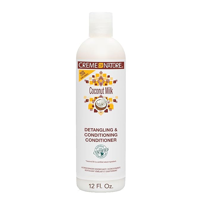 Creme of Nature Coconut Milk Detangling & Conditioning Shampoo with Certified Natural Ingredients, Moisture-Rich, Creamy Cleanser for Soft, Manageable Curly & Textured Hair, 12 oz