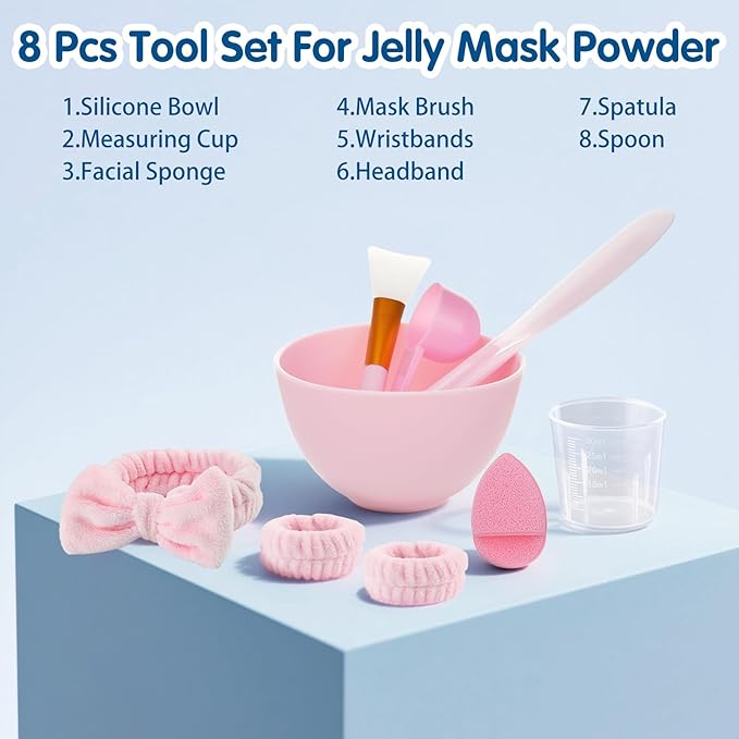 Pjordo Jelly Masks Set for Facials Professional, Hyaluronic Acid Jelly Mask Powder with Mixing Bowl Set, Peel Off Hydrojelly Mask for Moisturizing & Deep Hydration, Spa Use for All Skin