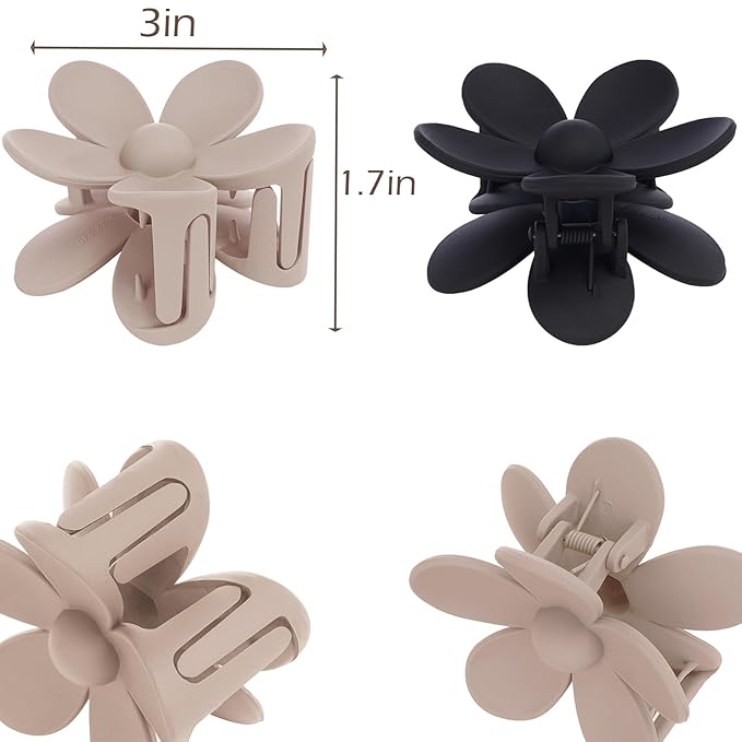Flower Hair Clips 6 PCS for Women, Daisy Claw Clips Matte Large Claw Clips Strong Hold Jaw Clamps Hair Accessories for Thick Hair 6 Colors