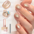 Double Rhythm 15ML Jelly Glass Cat Eye Gel Polish with Magnet Holographic Glitter Shimmer Translucent Sheer Color Salon Soak Off Magnetic Nail at Home (Pale Nude-MC1199)