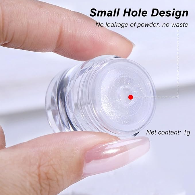 White Pearl Chrome Nail Powder for Gel Nails Clear Glazed Donut Mirror Effect High Gloss Nail Glitter Pigment Powder, Moonlight Unicorn Nail Chrome Powder for Nail Gel Polish Design 1g