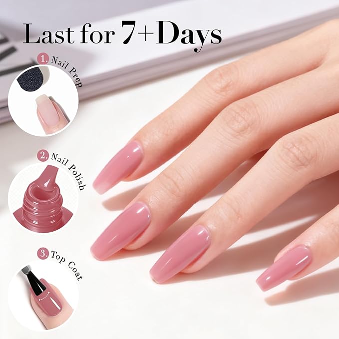 AZUREBEAUTY Hazy Rose Nail Polish, Hazy Rose Quick Dry Nail Lacquer Natural Strengthening Treatment Kit DIY Salon at Home Women Gifts 0.34 fl oz