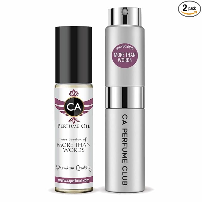 CA Perfume Duo Impression of More Than Words For Women And Men Perfume Layering Set Long Lasting Travel Size EDP + Body Oil Roll-On Bottle 0.27 Fl Oz+0.33 Fl Oz
