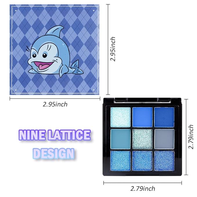 WanTuoluo 9 Colors Blue Smoky Matte Shimmer Eyeshadow Palette with Mirror for Eye Makeup,High Pigmented Eye Shadow Primers Powder Palet de sombras de ojos