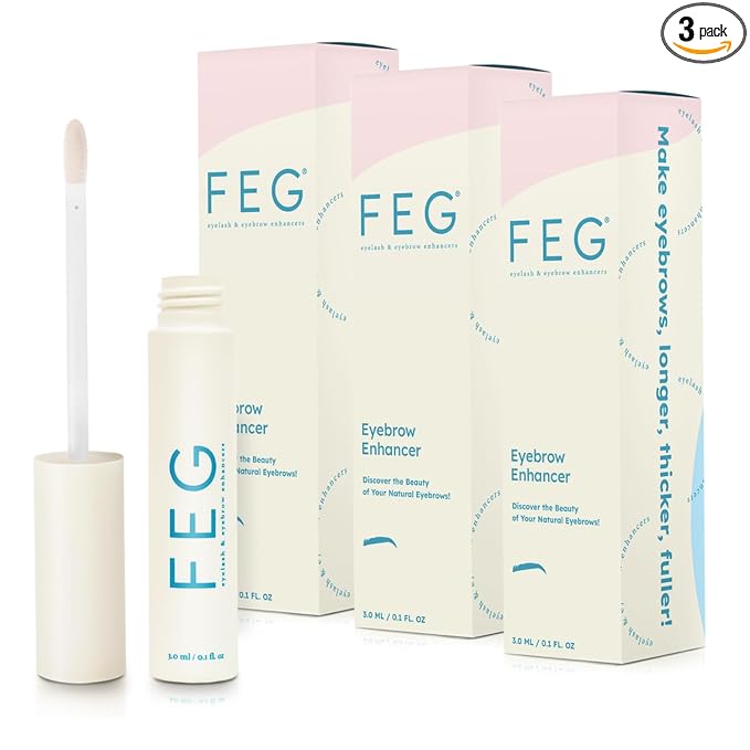 FEG Eyebrow Enhancer Growth Serum for Thicker Brows | Natural Brow Enhancing Serum for Growing and Thickening Eyebrows | Stimulates Natural Growth | 3-Pack of 3ml Tubes