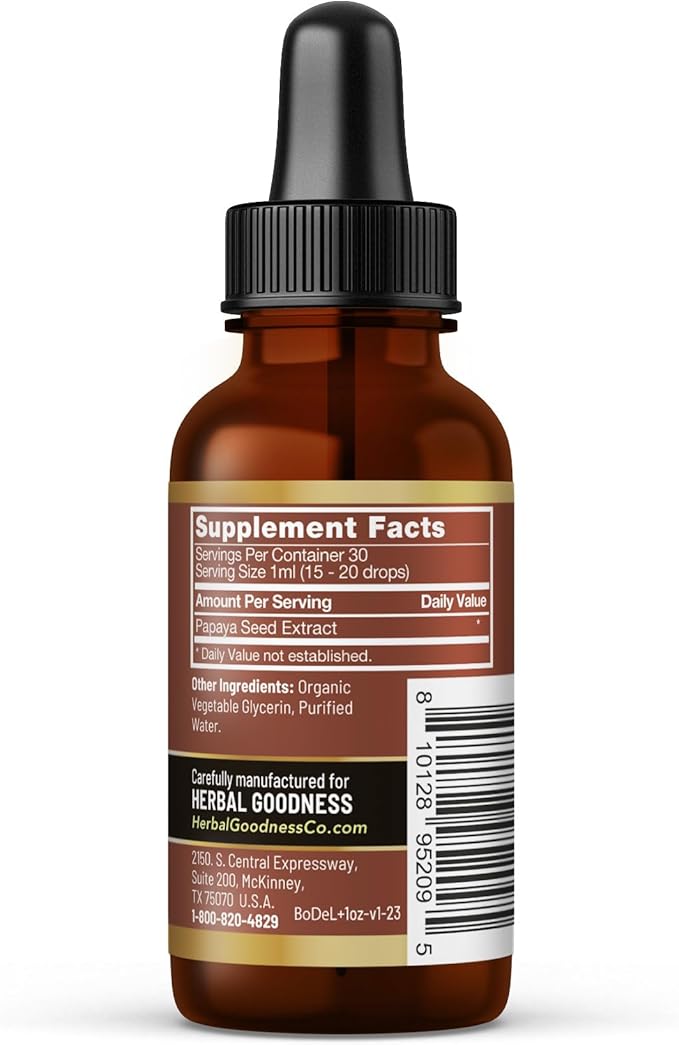 Herbal Goodness Body Detox & Colon Cleanse Liquid Drops - Gut Health Support for Bloating Relief, Digestion & Immune System - Natural Papaya Seed Blood Cleanser & Waste Elimination Supplement - 1oz