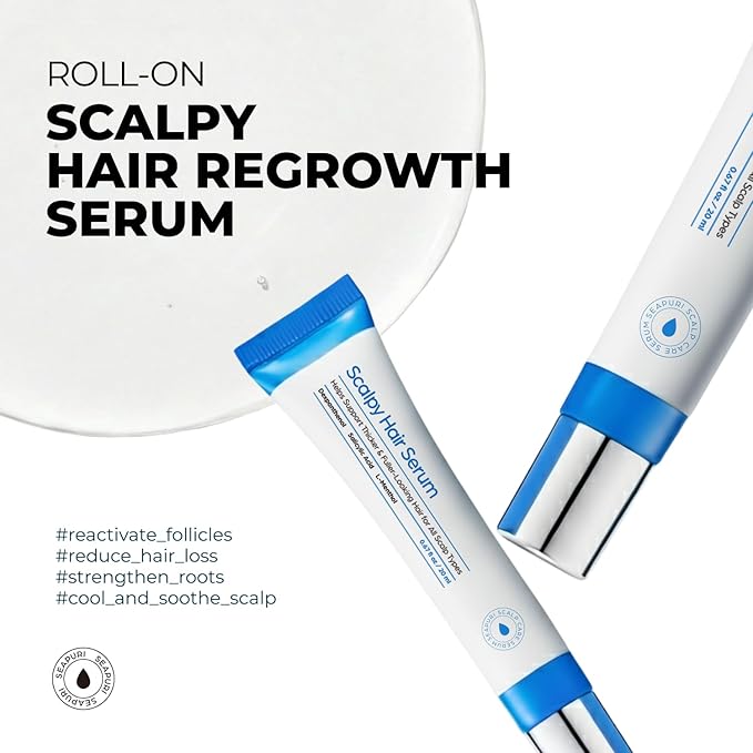 Seapuri Scalpy Hair Growth Serum for Hair Loss & Thinning | Scalp Massager Treatment w/Salicylic Acid, Menthol, Dexpanthenol | Non-Greasy, Lightweight | Exfoliate Dandruff (Pack of 2)