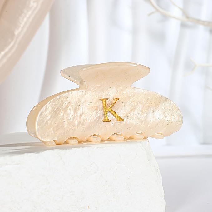 Acrylic Letter Hair Clips For Women Alphabet Hair Claw Initial Hair Clip Fashion Glitter Chic Monogram Claw Clip Hair Accessory Large Hair Clips K