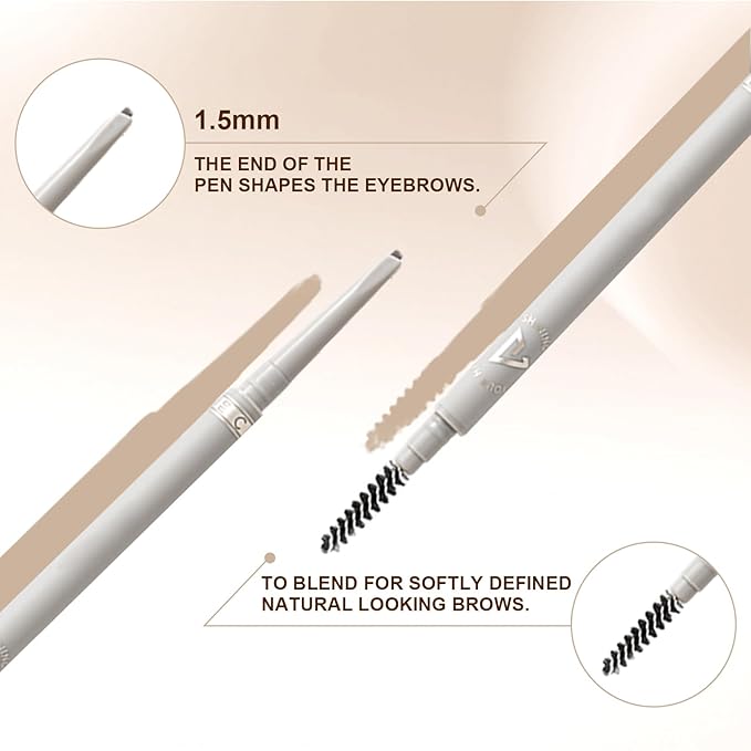 Eyebrow Pencil, Retractable Definer with Dual Brush, Ultra-Fine Tip for Precise Brow Makeup, Waterproof Gel Formula, Natural Hair-Like Strokes, Enhance Beauty (Tea Gray, Mini)