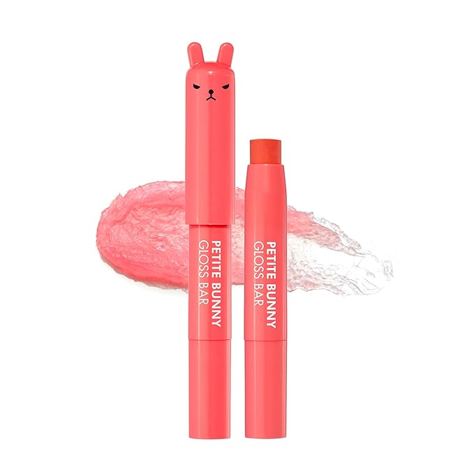 TONYMOLY Petit Bunny Lip Gloss – Easter Basket Stuffer, Cute Bunny Lip Crayon, Hydrating Korean Lip Gloss with Vitamin E for Soft, Juicy Orange