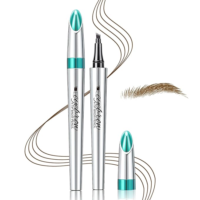 Eye Brow Pencils for Women - Waterproof Microblading Eyebrow Pencil, Four Tip Eye Brow Makeup Pen to Effortlessly Create Hair Like Natural Brows (Light Brown)