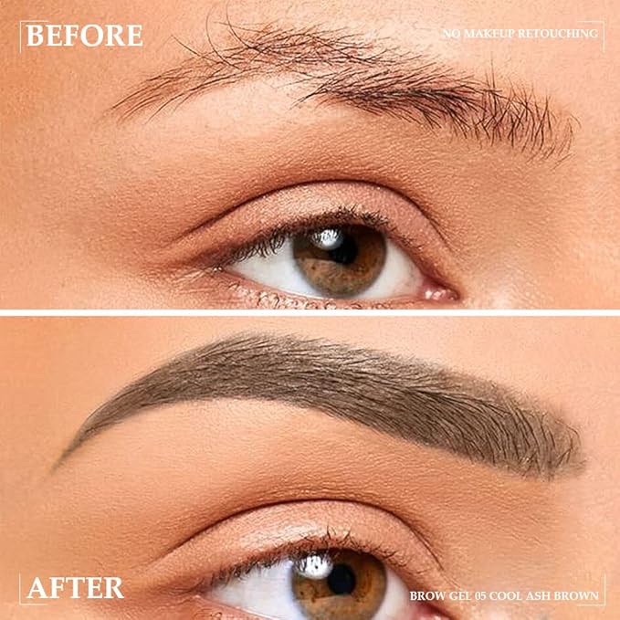 Tinted Thickening Brow Mascara,Tinted Eyebrow Gel,Waterproof, Transfer-proof, Brush to Fill in Eyebrows and Cover Gray Hairs - Cruelty Free - Light Medium Brown (1pc 05 Cool Ash Brown)