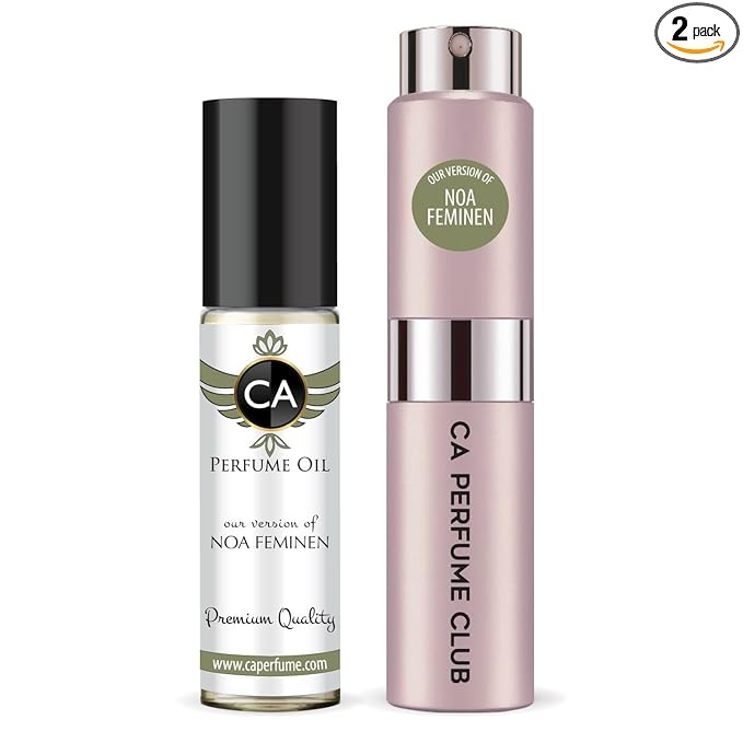 CA Perfume Duo Impression of Noa Feminen For Women Perfume Layering Set Long Lasting Travel Size EDP + Body Oil Roll-On Bottle 0.27 Fl Oz+0.33 Fl Oz