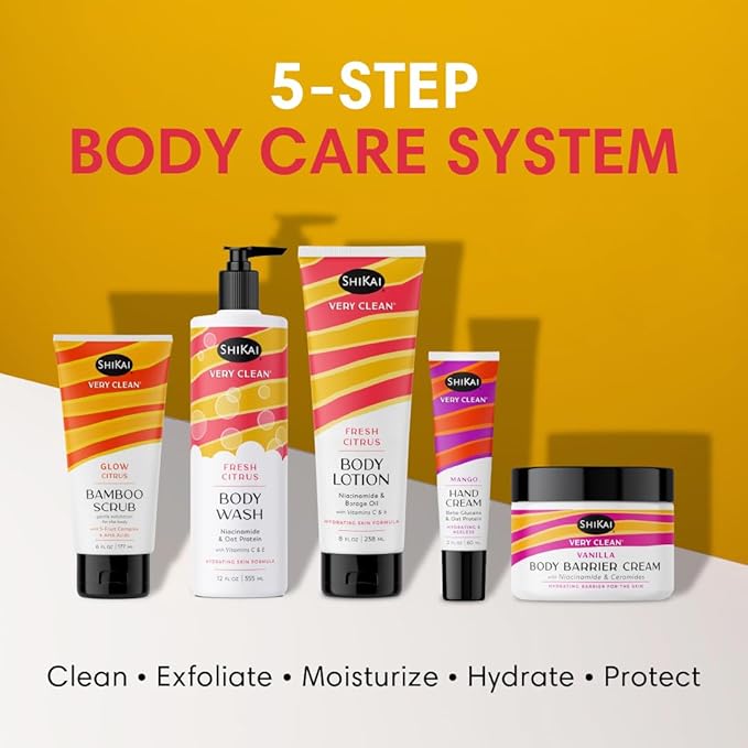 ShiKai Very Clean Body Lotion (Fresh Citrus, 8 oz) | Hydrating Skin Moisturizer for Dry Skin | With Niacinamide, Borage Oil, and Vitamin C & E