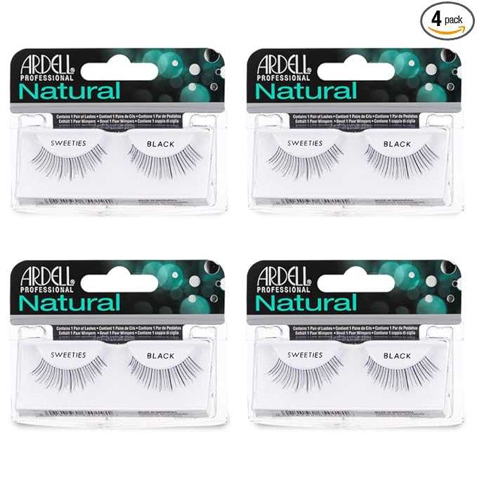 Ardell Sweeties - Black, Natural Look False Eyelashes, Soft and Comfortable, Reusable Strip Lashes for Everyday Wear, 4 Pack