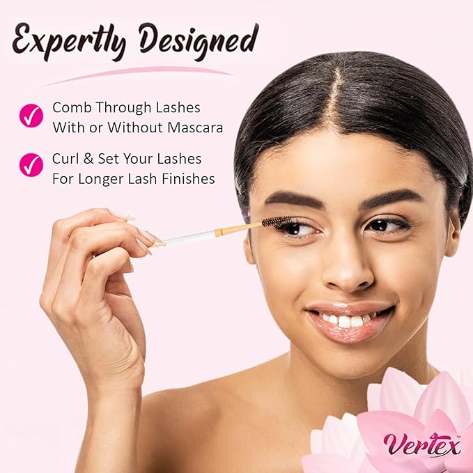 Vertex Eyebrow Brush Spoolie Comb - For Eyebrows Blending Brow Pomade | Small Angled Eyelash Brush For Longer Lashes