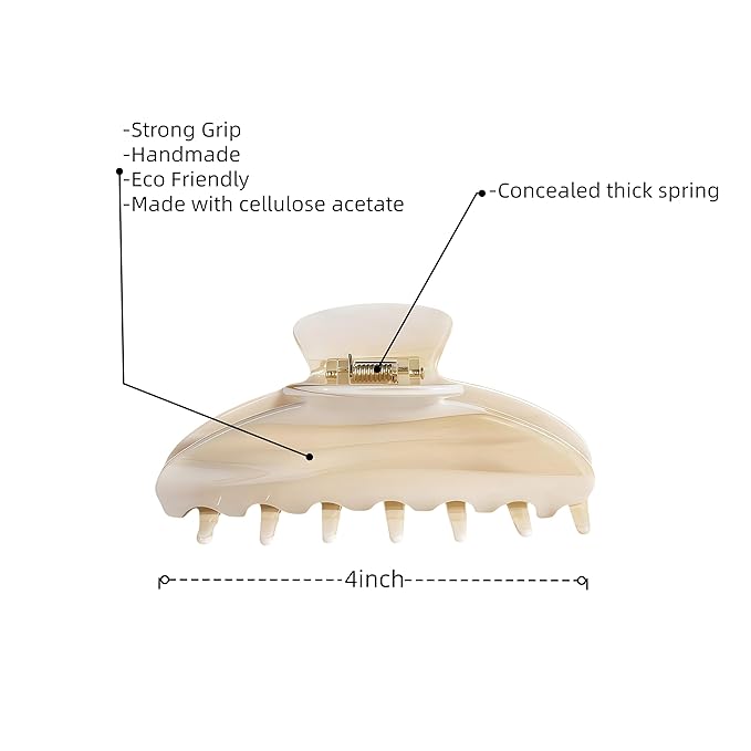 Durable Acetate Hair Clips - 4-Inch Creme Claw Clips for Fine and Thick Hair (Creme)