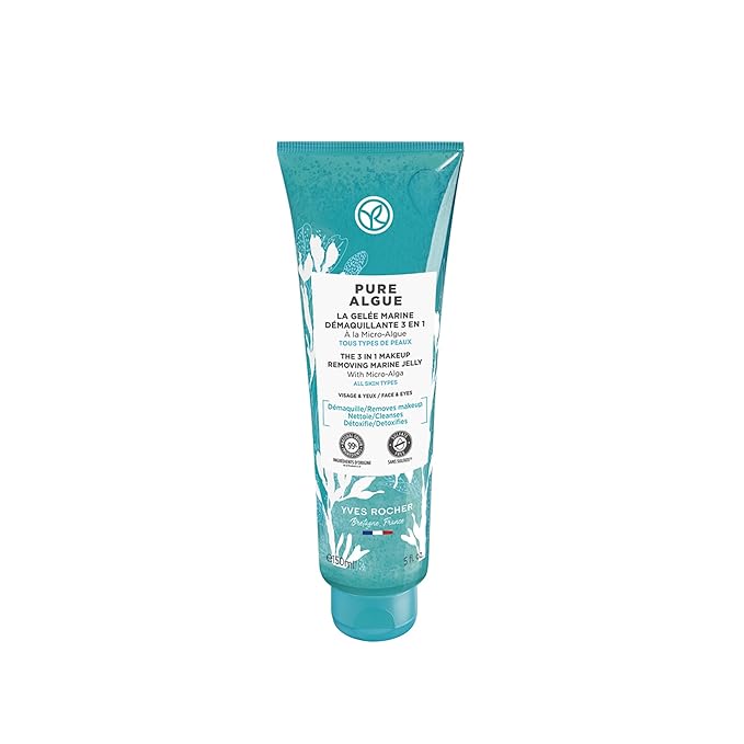 Yves Rocher 3 in 1 Makeup Removing Marine Jelly for Normal to Combination Skin – Pure Algue – 5 Oz – 1 Ct
