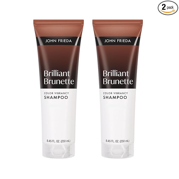 John Frieda Brilliant Brunette Color Vibrancy Shampoo, Brunette Shampoo, 8.45 Fl Oz, Pack of 2