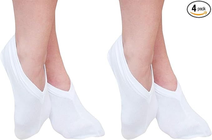Eurow Moisturizing Cotton and Spandex Therapy Socks for Softening Dry Feet, Deep Hydration, and Spa-Like Skin Care Treatment, Perfect for Cracked Heels and Rough Skin, 2-Pair Set, White (Pack of 2)