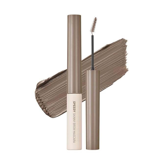PERIPERA Speedy Skinny Brow Mascara (06 BEIGE ASH), Tinted Eyebrow Mascara with Slim Precision Brush, Clump-Free Natural Brows, K Beauty, Korean Makeup