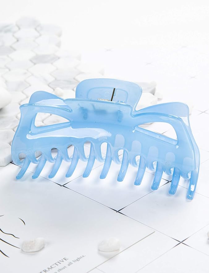 Thick Hair Super Large Clips Crystal Plastic Claw Clamps Hairgrips Clips Accessories for Women, 2 pack. (C)